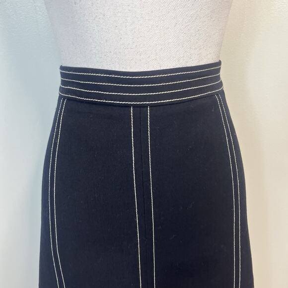 Brooks Brothers Red Fleece 1818 Wool A-Line Skirt Navy Blue White Size 12 Knee - Picture 3 of 8